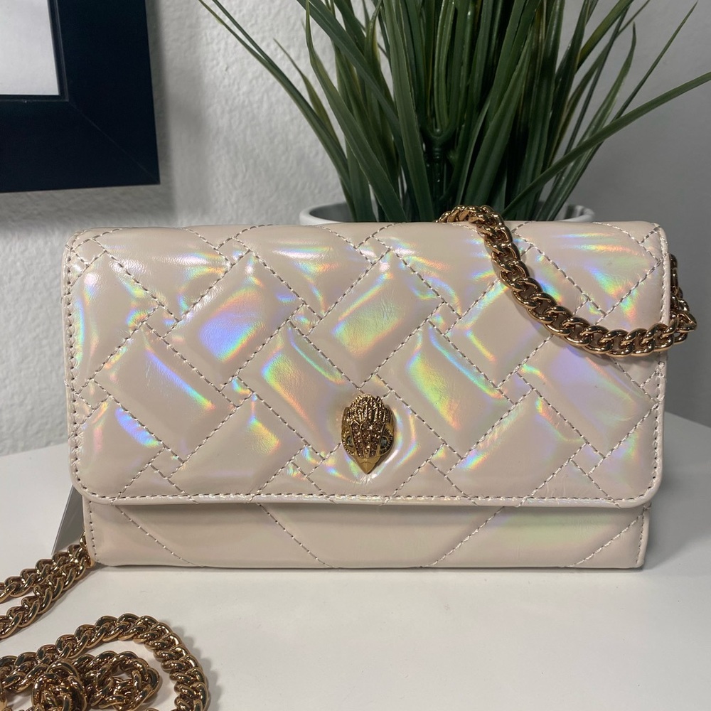 NWT Kurt Geiger Quilted Patent Leather Wallet On Chain - Picture 11 of 12